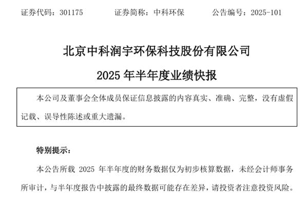 中科環(huán)保：上半年實(shí)現(xiàn)凈利潤(rùn)1.96億元，同比增19.83%