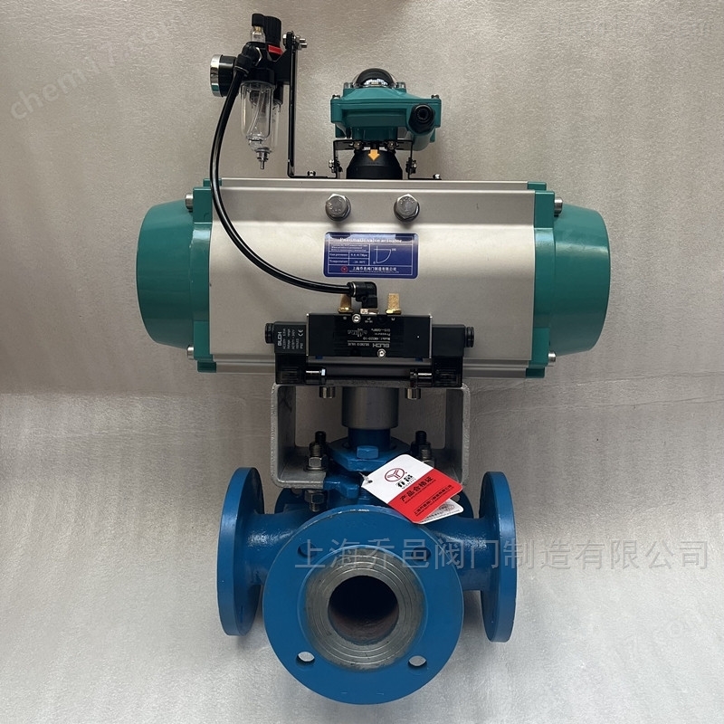 双电磁阀控制气动保温三通沥青阀